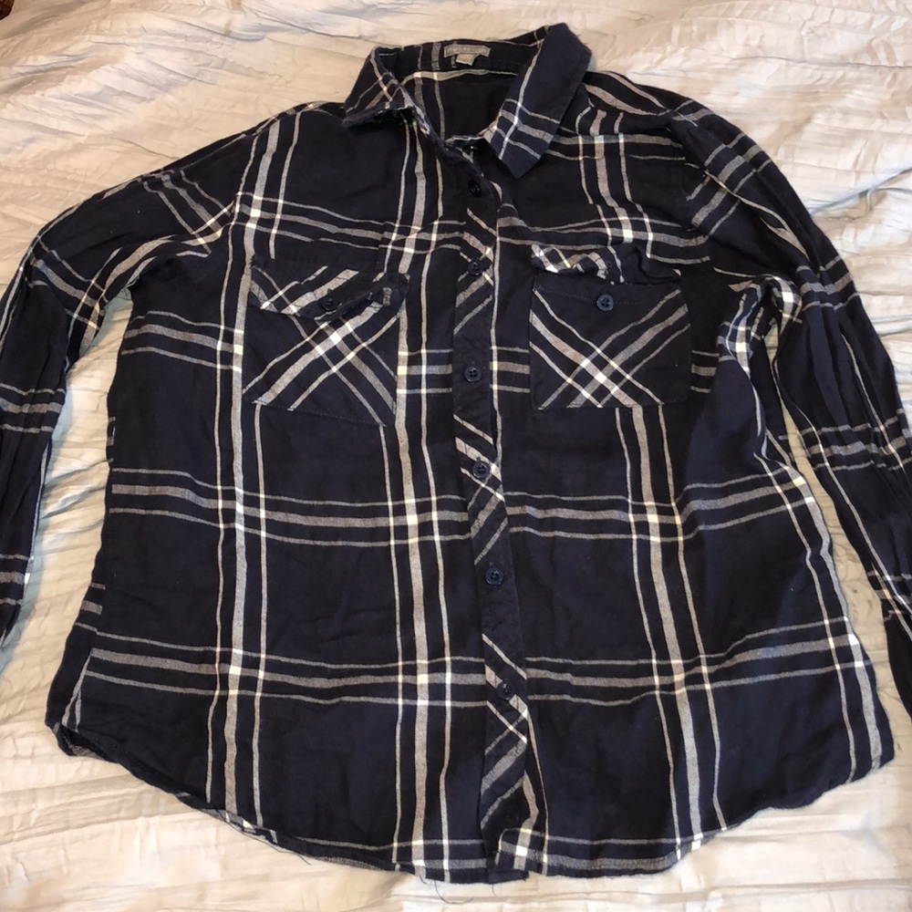 Navy blue and white flannel